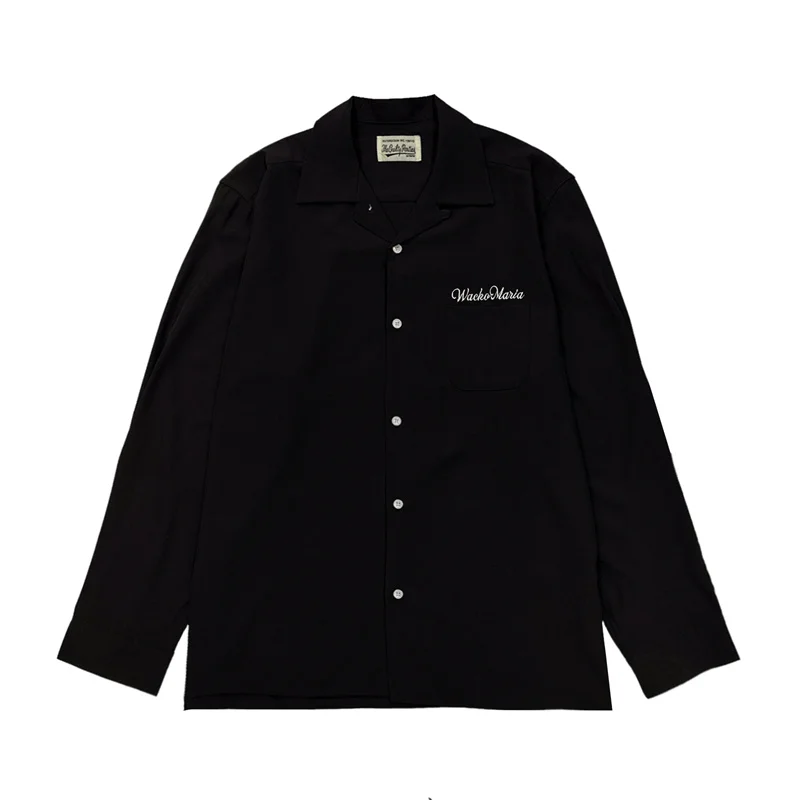 Autumn WACKO MARIA Embroidery Logo Long Sleeve Shirt Simple Brand Mens Womens High Quality Hawaii Shirt Tops