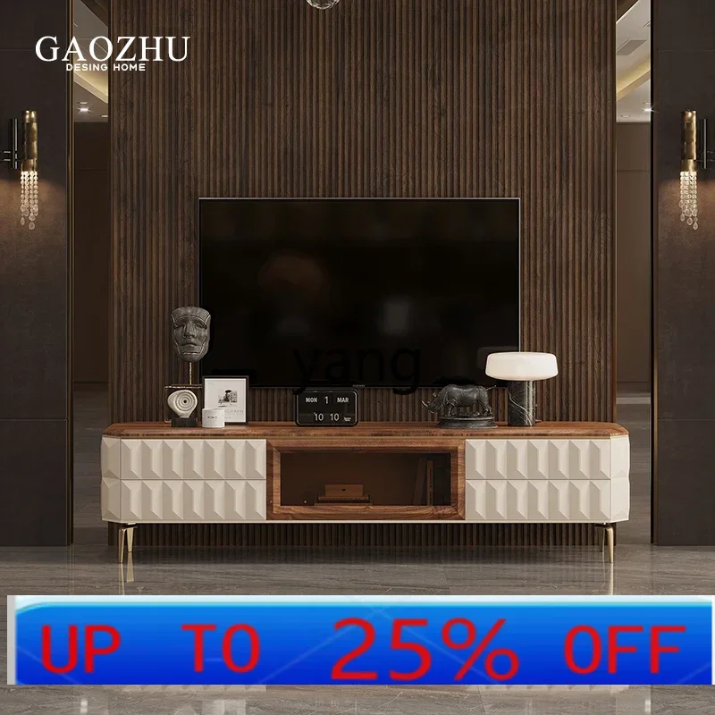 

LMM High-End Affordable Luxury Solid Wood TV Cabinet Present Villa Mid-Ancient Living Room Simple TV Stand