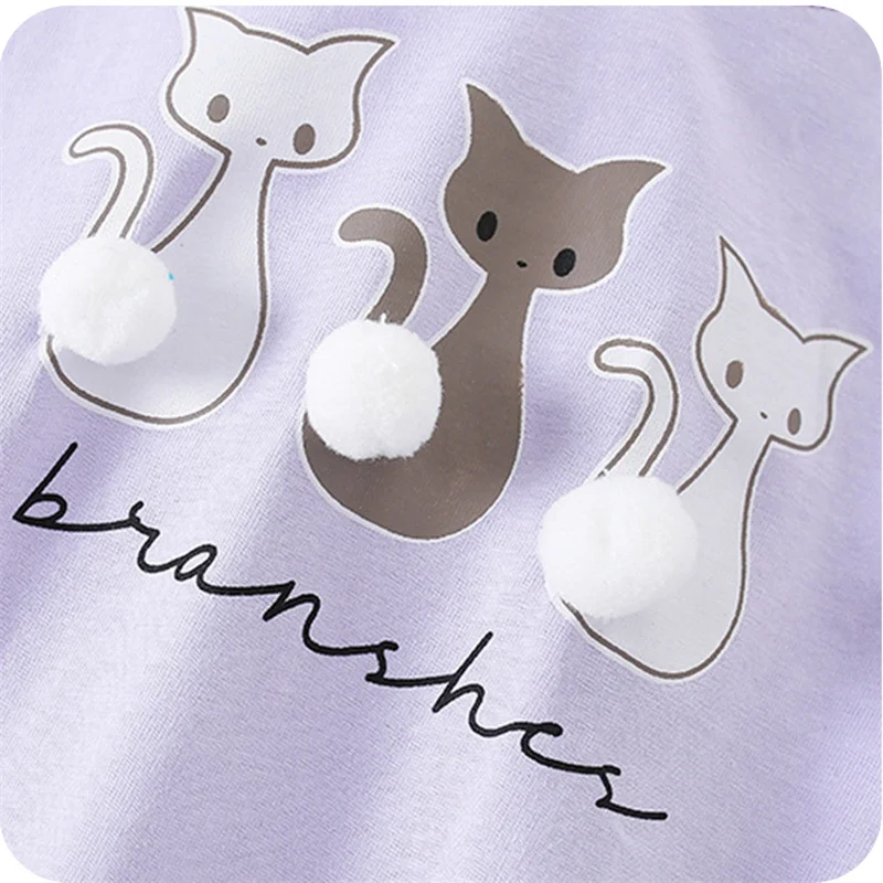 Jumping Meters 2-7T New Arrival Animals Cats Print Hot Selling Cotton Summer Girls Tshirts Baby Clothes Children's Tees Tops