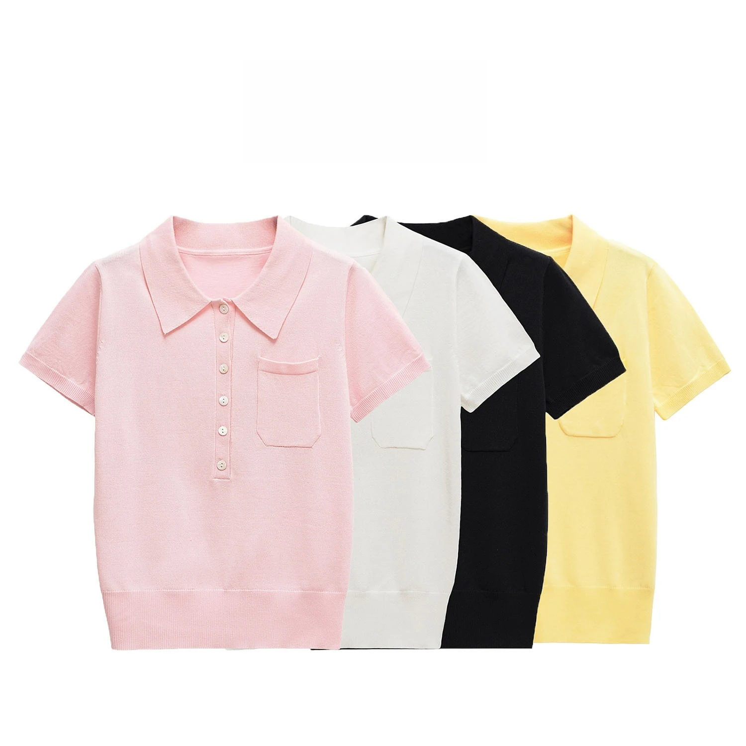 2026 New Polo Neck French Fashion Women's Clothing, Classic, Versatile, Blended Fine Needle Top POL9598047