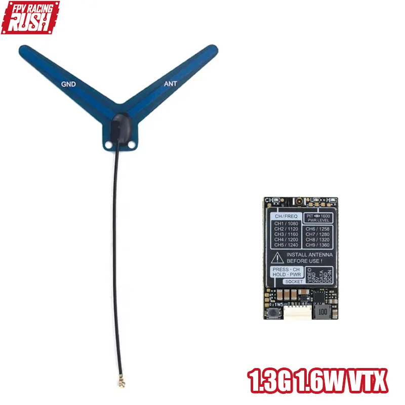 

Rushfpv Rush 1,2G 1,3G VTX 8CH1,6 Вт VTX модуль аналогового видеопередатчика 7-30 В для RC FPV Drone DIY Запчасти