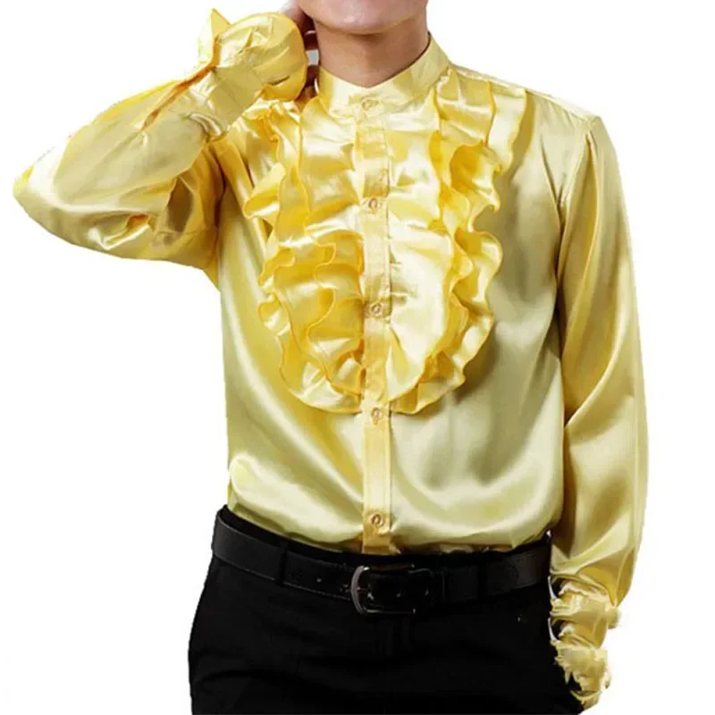 Mens Renaissance Costume Shirts Medieval Steampunk Gothic Pirate Tops Shirt Solid Men Party Stage Show Prom Shirt Male Camisas