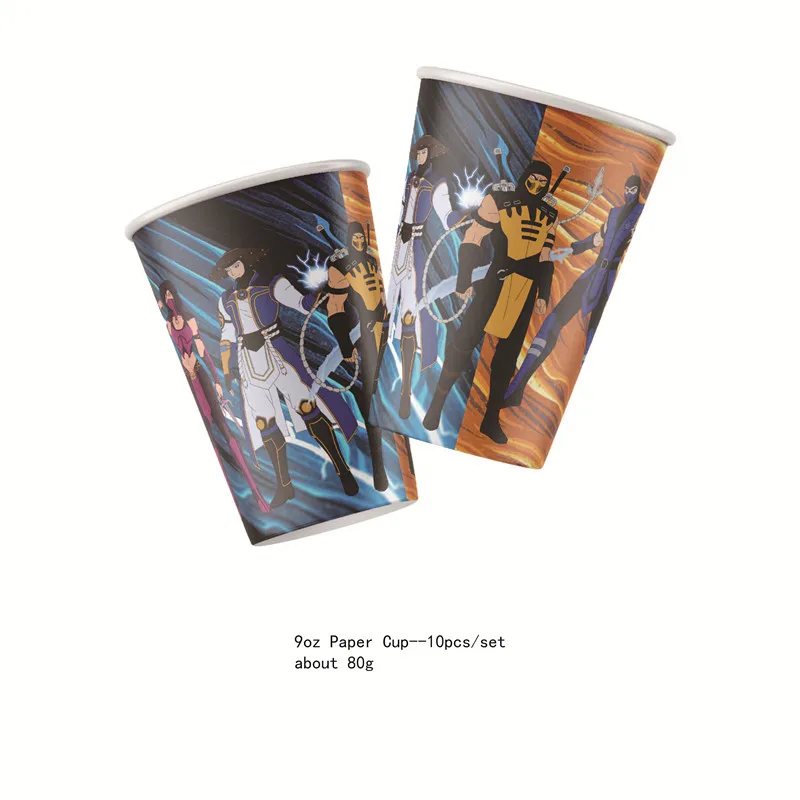 MORTAL KOMBAT Kids Birthday Party Decoration Paper Cup Plate Napkin Festival Party Supplies Baby Shower Disposable Tableware Set