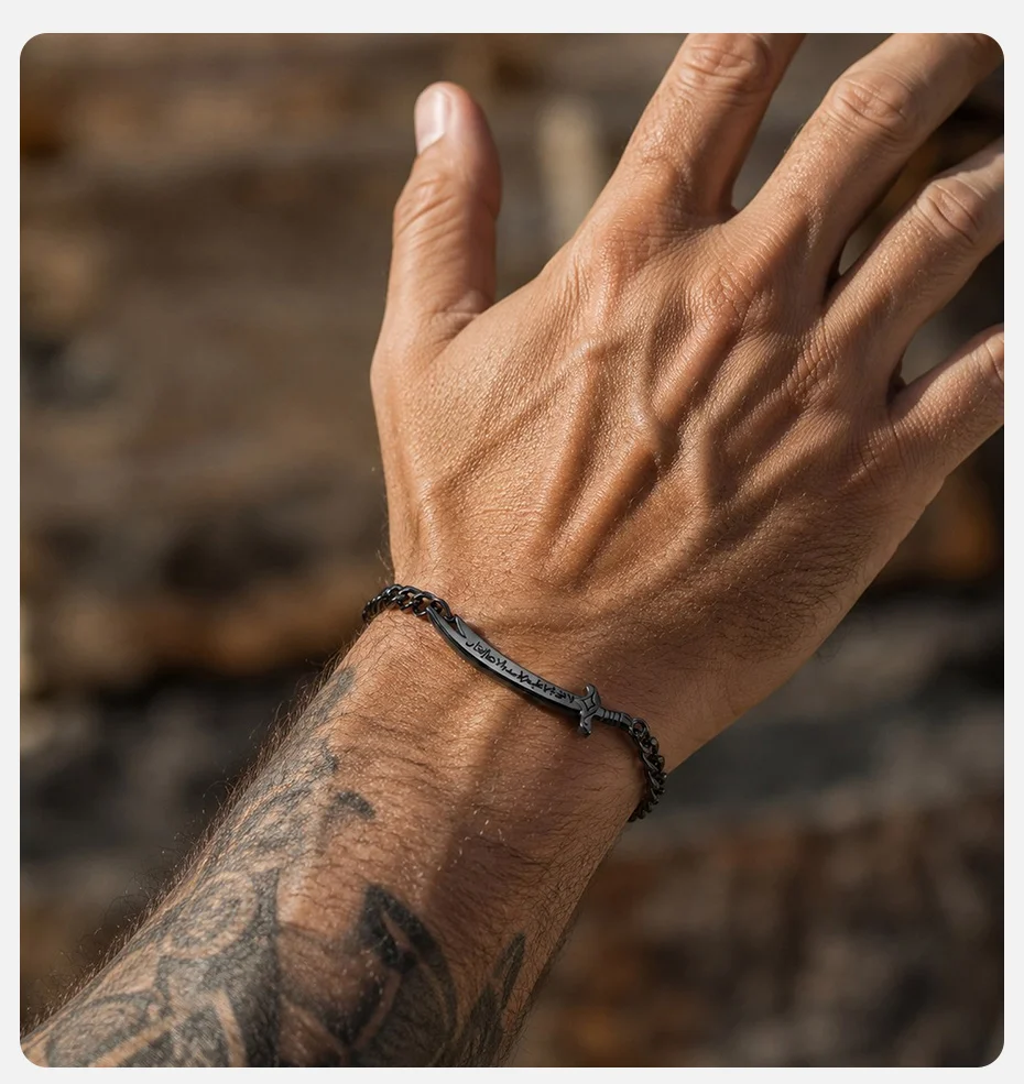 Vnox Zulfiqar Schwert-Armband für Männer, Edelstahl Islamisch Muslimisch Arabisch Verstellbare Kette Armband Religiöser Schmuck Geschenk – Detail 2