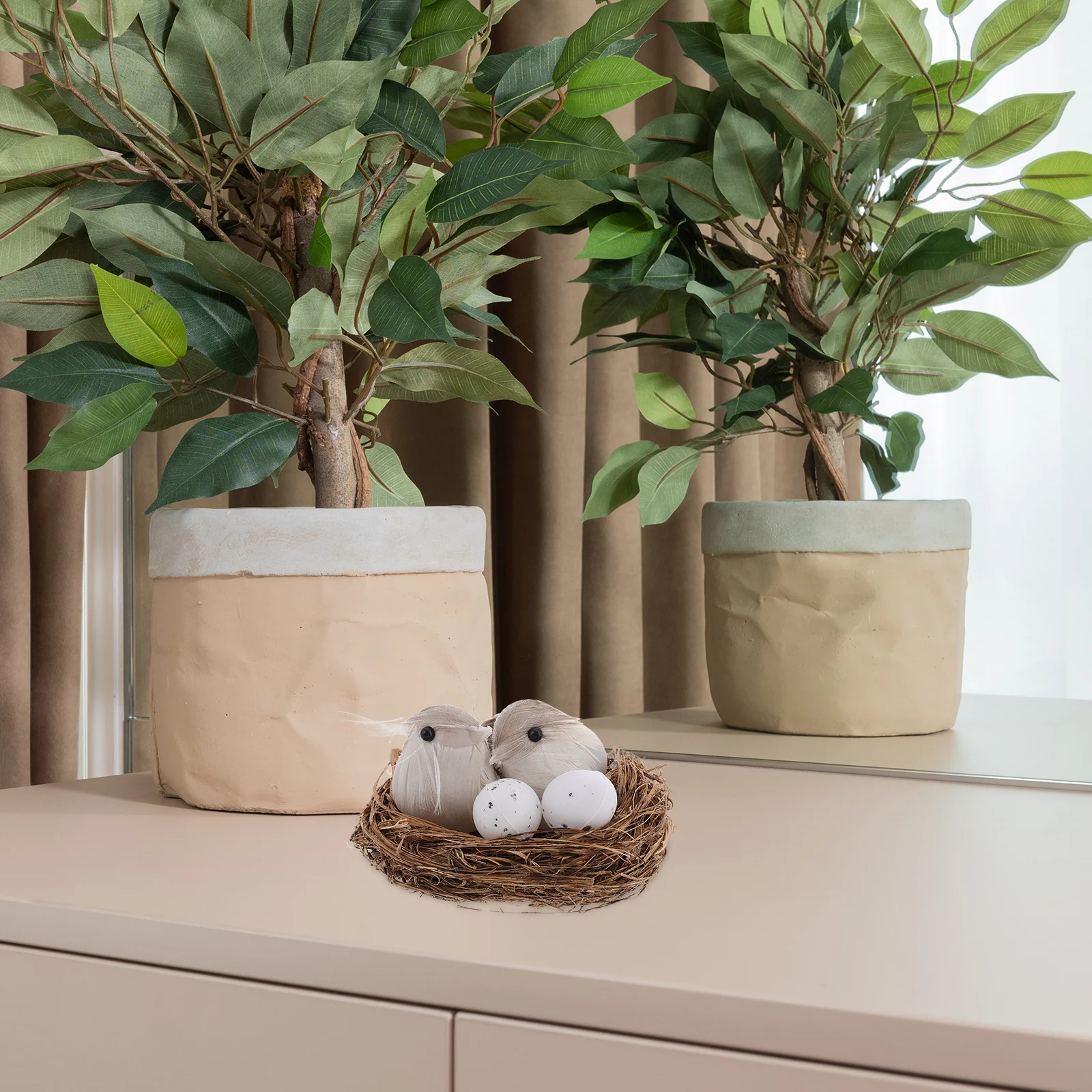 

1Set Artificial Bird Nest with Eggs Realistic Garden and Patio Decor Outdoor Simulated Animal Ornaments Bird Nest Decoration