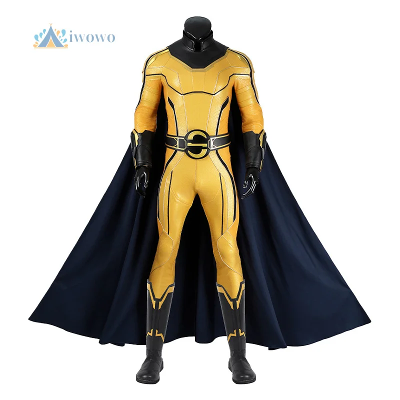 

Хэллоуин Sentry взрослый косплей костюм желтый боди мужской Comic Con боевой костюм Sentry комбинезон плащ Рождественский наряд