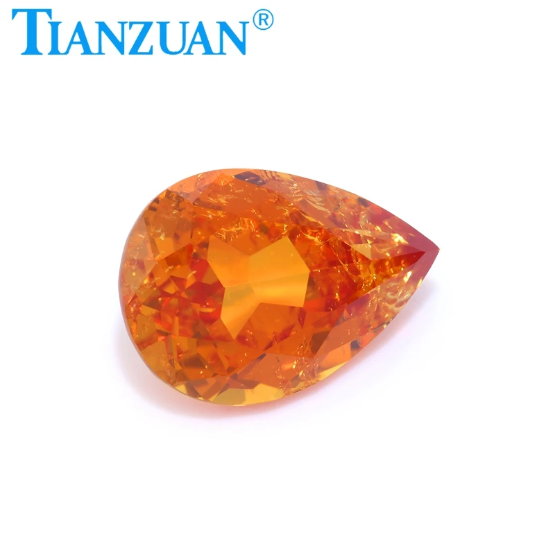 Fanta Color Lab Grown Sapphire Pear Shape Natural Cut Orange Color Synthetic Corundum Visible Inclusion with AGL Certificate