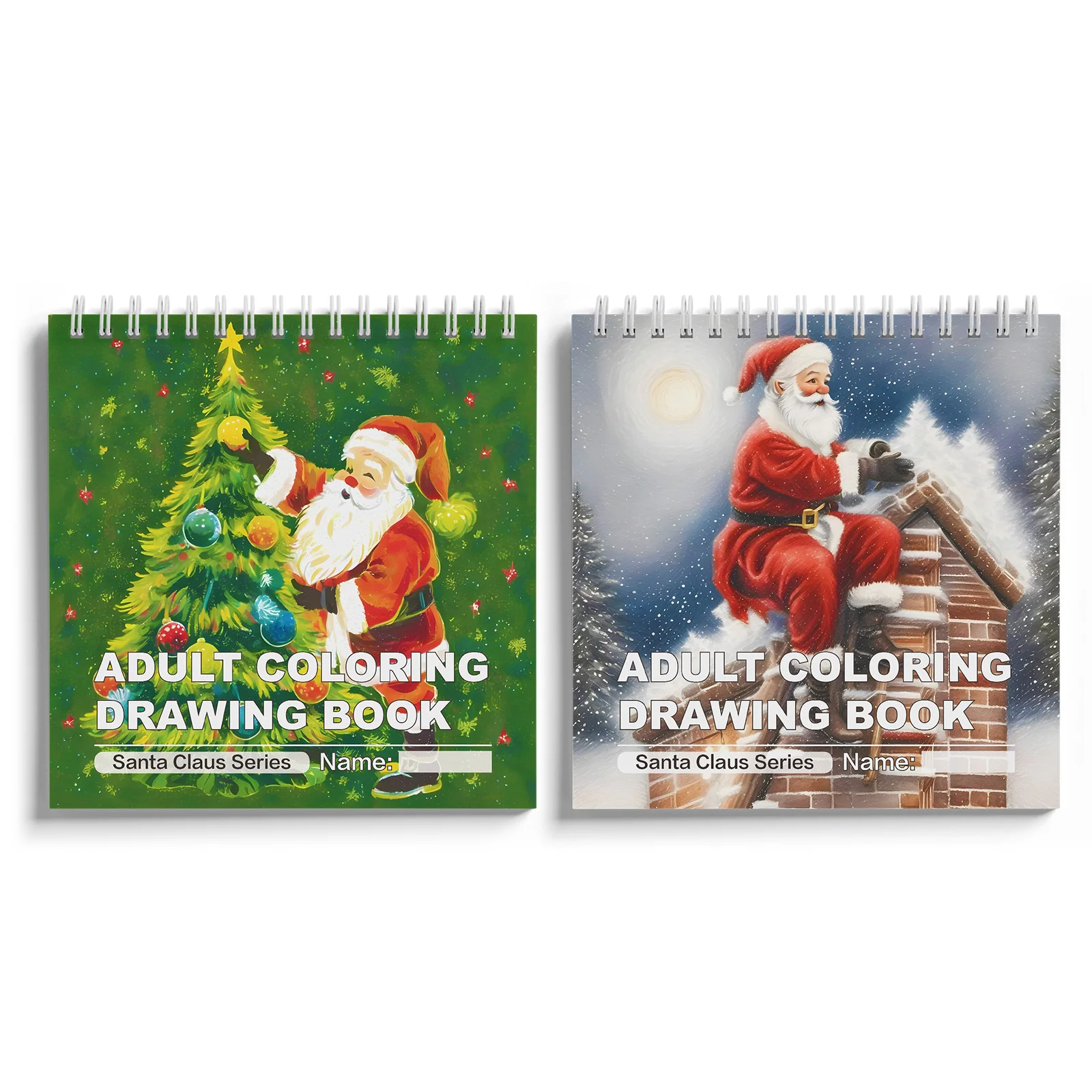 Santa Claus Christmas Coloring Notebooks, Holiday Tree Decorating, Winter Rooftop Scenes, Adult Coloring, Creative Drawing
