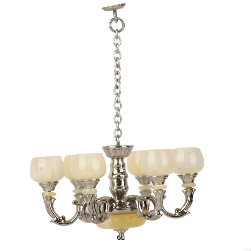 CORB Tiny Plastic Ceiling Hanging Light Ornament 1:12 Scale Miniature Living Room Chandelier Toy For Doll House Decoration