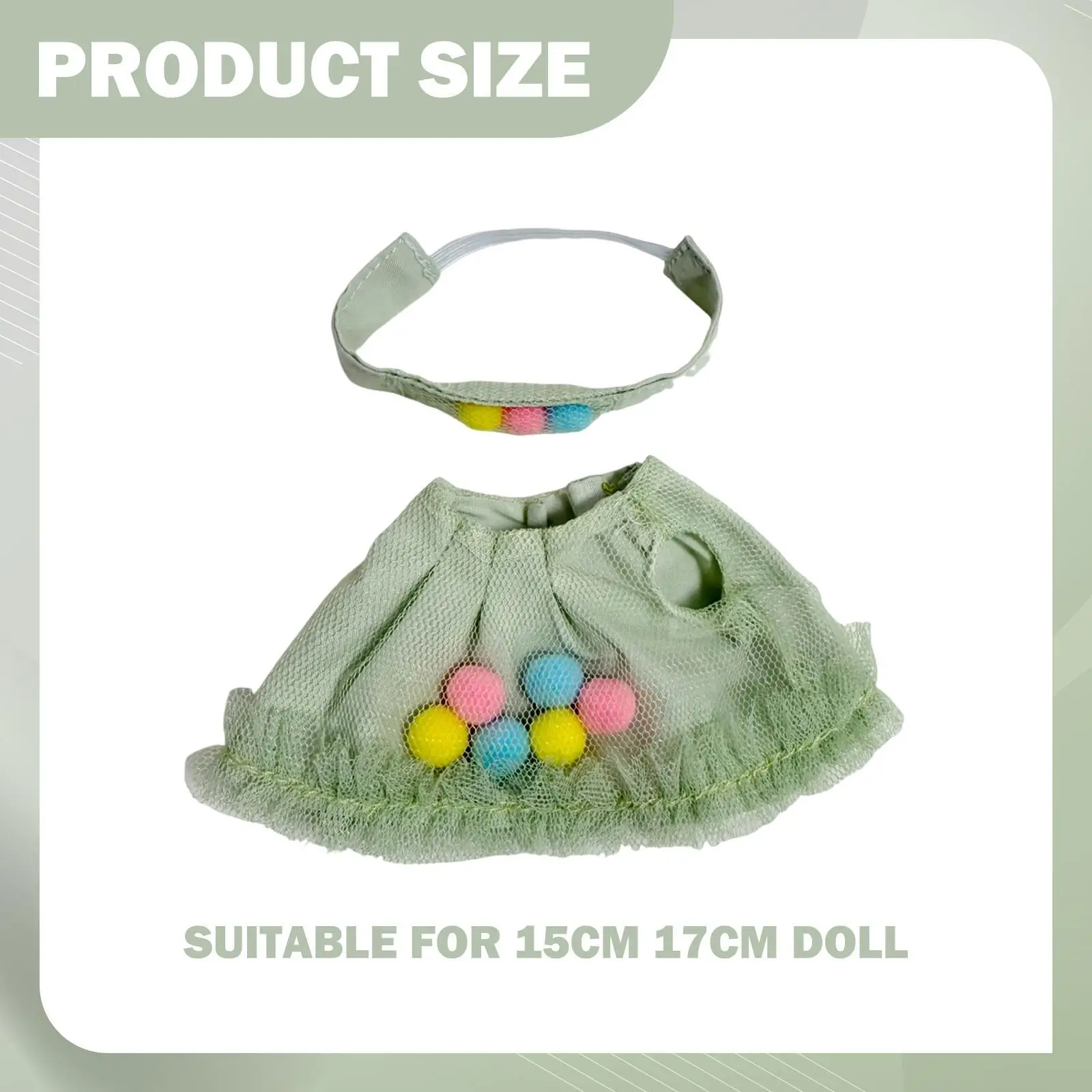 Zestaw ubranek dla lalek, kostium dla lalek 15-17 cm, rękodzieło DIY, dekoracja, stylowa spódniczka i nakrycie głowy, akcesoria, bez lalki, zielony