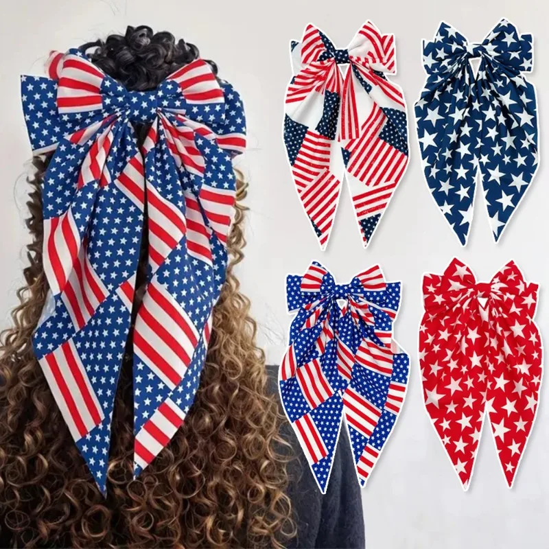 

2025 National Flag Bow Spring Clip Independence Day Hair Clip Children's Adult Party Decoration Hair Accessories