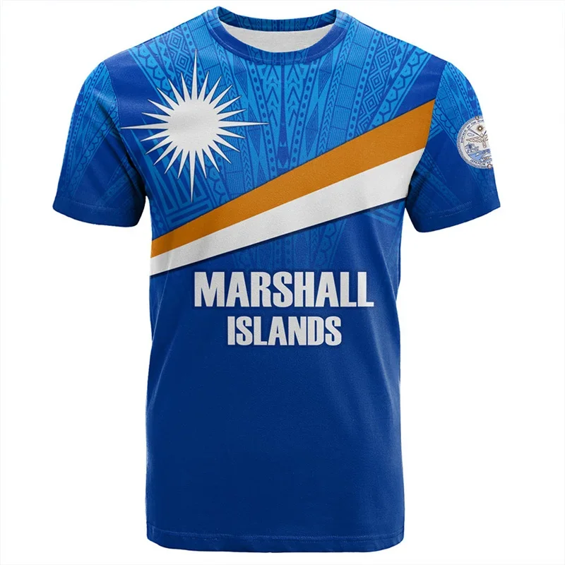 3D FSM Marshall Islands National IndependenceDay Printing T Shirt The Republic-of Marshall Islands Flag Graphic Shorts Sleeves