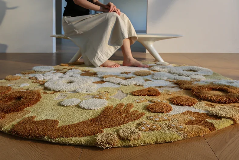 

A Handmade haute couture heavy industry taste villa wool round retro carpet high sense living room