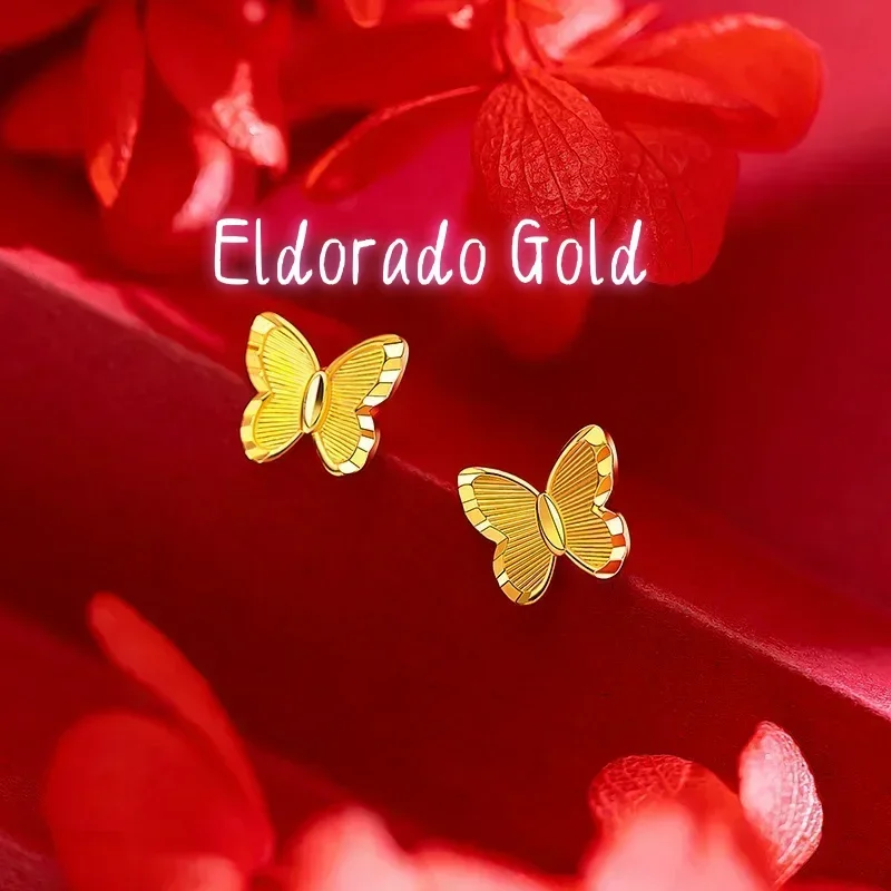 

Серьги-гвоздики Eldorado Gold из настоящего золота 9999 пробы, 24K, простые и элегантные, в форме маленькой бабочки, новые золотые серьги-гвоздики в форме бабочки.