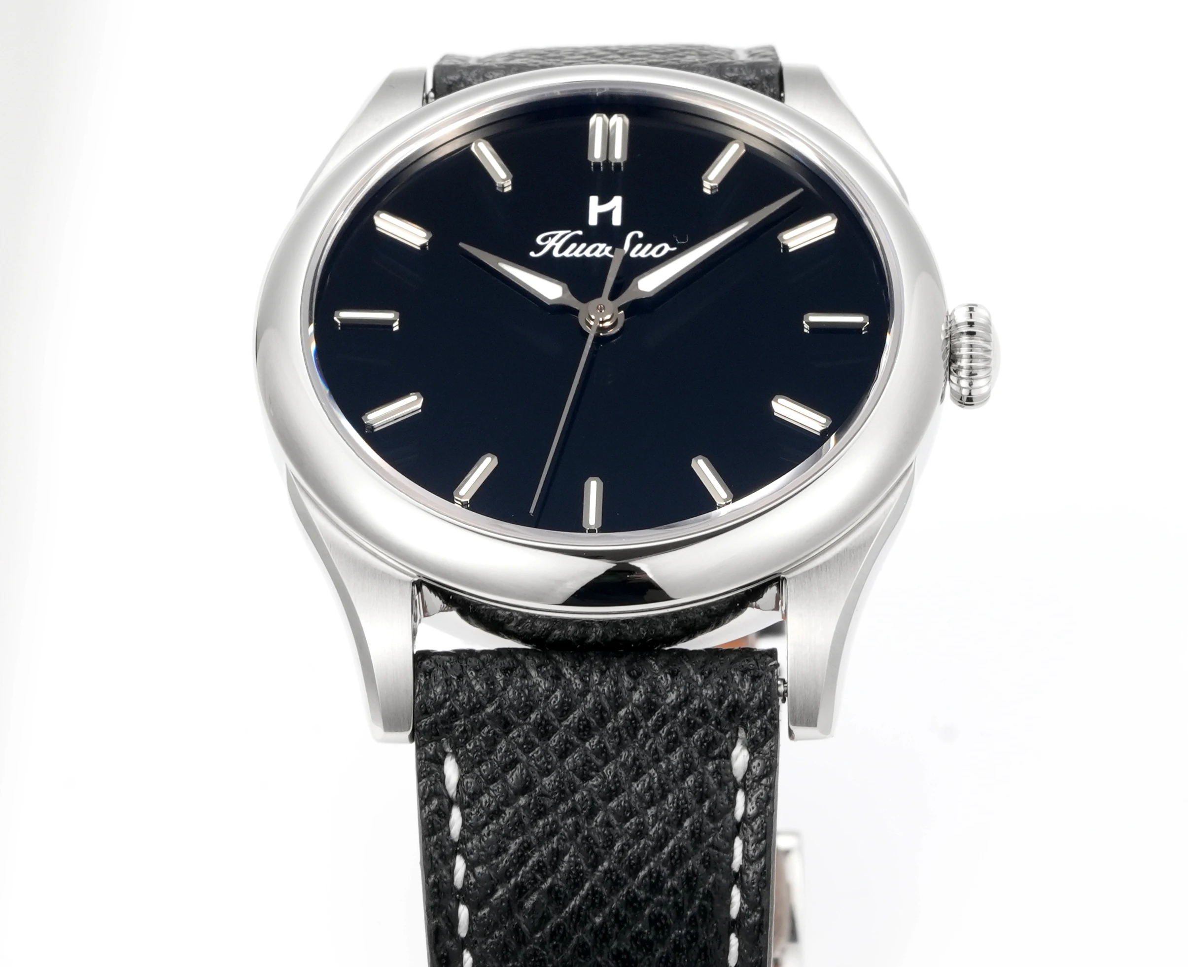 HUASUO 38mm Turquoise Black Agate Dial Men Luxury Watch PT5000/SW200 Automatic Mechanical Waterproof 50m Sapphire  Wristwatch