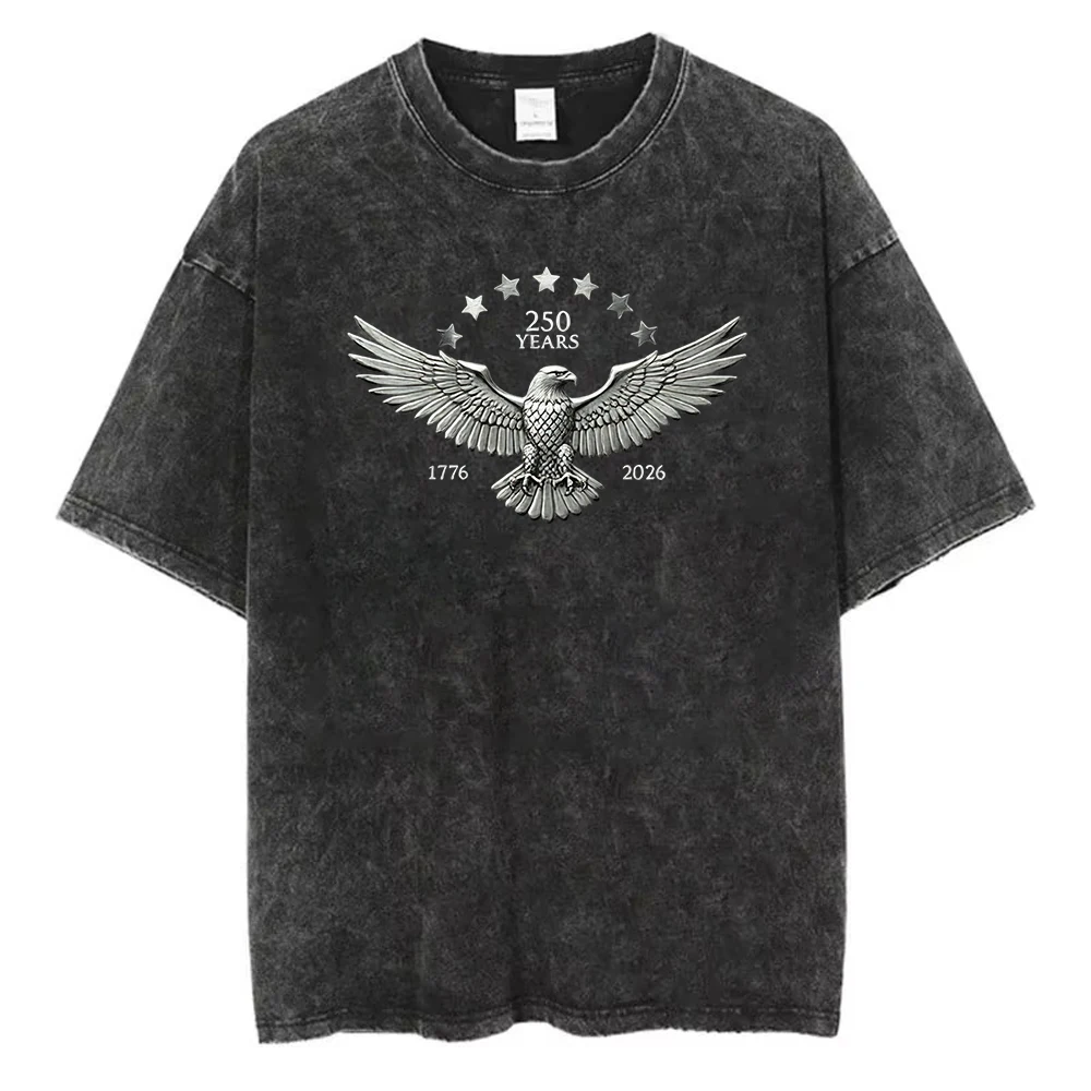 Vintage Cotton T Shirt American 250th Anniversary Unisex Versatile Patriotic Graphic Tee Casual Short Sleeve Top Minimalist