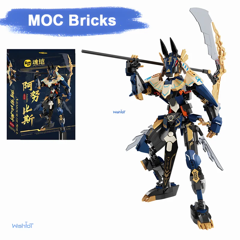 

Super Mech Building Block Egypt Mythology Anubis Battle Mecha Black Horus Robot Model Bricks Assembly Toys Collection For Boys