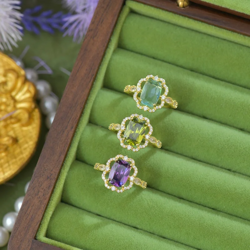 

French Fashion Crystal Open Adjustable Ring Women Classic Stainless Steel Ring Bridal Jewelry Accessories Anniversary Gift