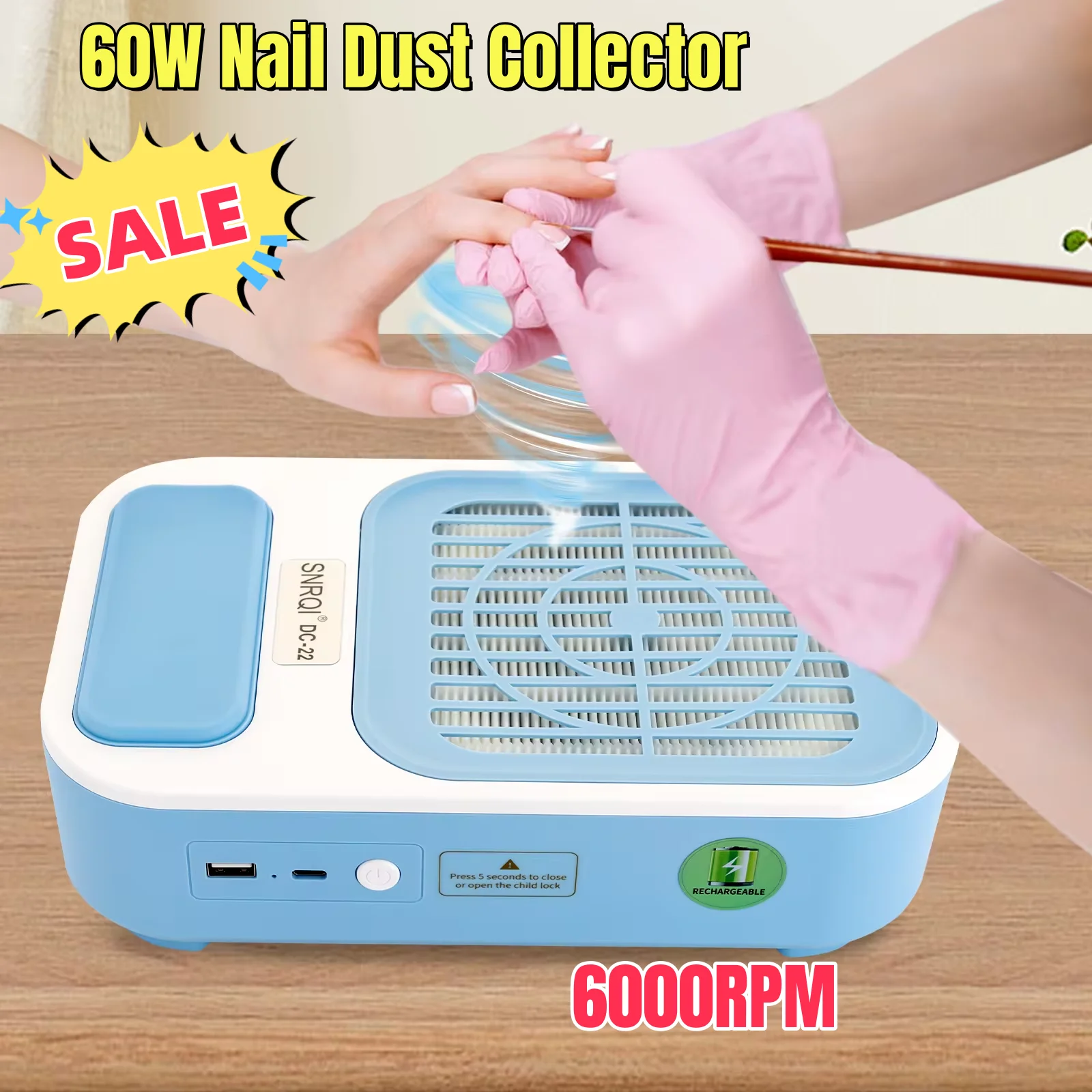 60W Nail Dust Collector Small Nail Dust Collector Nail Vacuum Cleaner For Homes, Nail Art, Salon