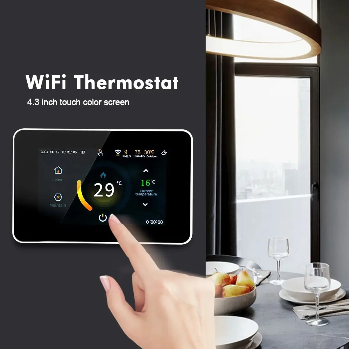 WiFi Smart Home Thermostat Heating Temperature Controller with Celsius/Fahrenheit LED Touch Screen Works with Alexa Google Home