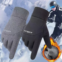 Guantes de ciclismo impermeables para hombre, guantes de lana para deportes al aire libre, esquí, correr, motocicleta, pantalla táctil, antideslizantes, cálidos, dedos completos, invierno