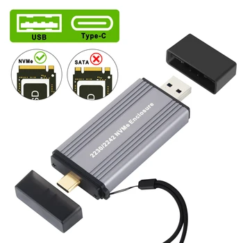 NVcloser-Boîtier en aluminium M.2 vers USB 3.1 Isabel 2, 10Gbps, Type A + Type C SSD externe pour clé M/M + B 2230 2242