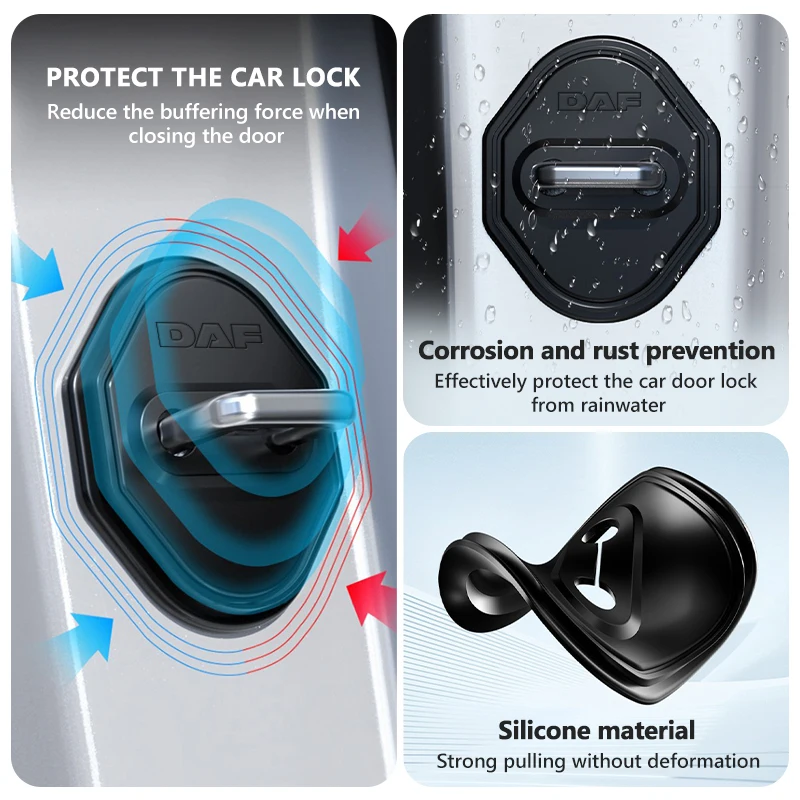 Universal Car Silicone Door Lock Anti-Collision Cover Accessories For DAF XF 95 105 CF LF VAN view 3