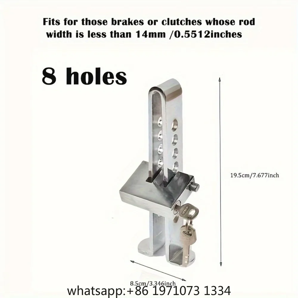 Universal Car Brake Clutch Pedal Lock Portable Stainless Steel Anti-Theft Security Device for Manual Automatic Cars SUV Van
