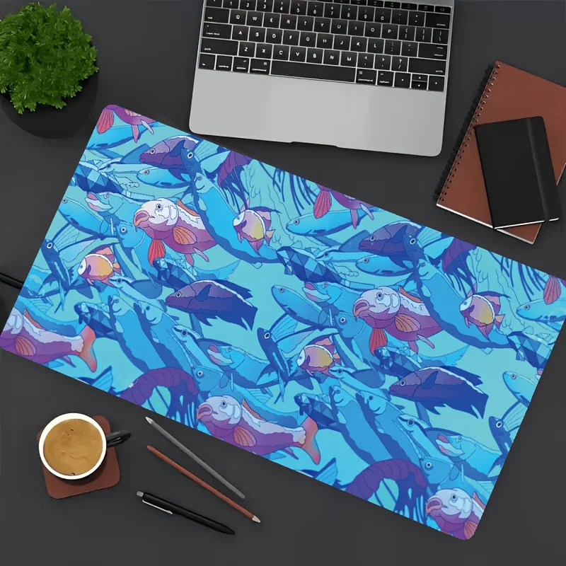 

Colorful Underwater Fish Gaming Mouse Pad, Large Non-Slip Desk Mat with Vibrant Blue Ocean Art for Gamers & Home Office