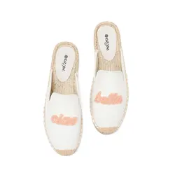 Ladies Summer Flat Breathable Espadrille Slippers Fashion Casual Simple Beach Sandals Ladies Muller Shoes Shallow Mouth Slip On