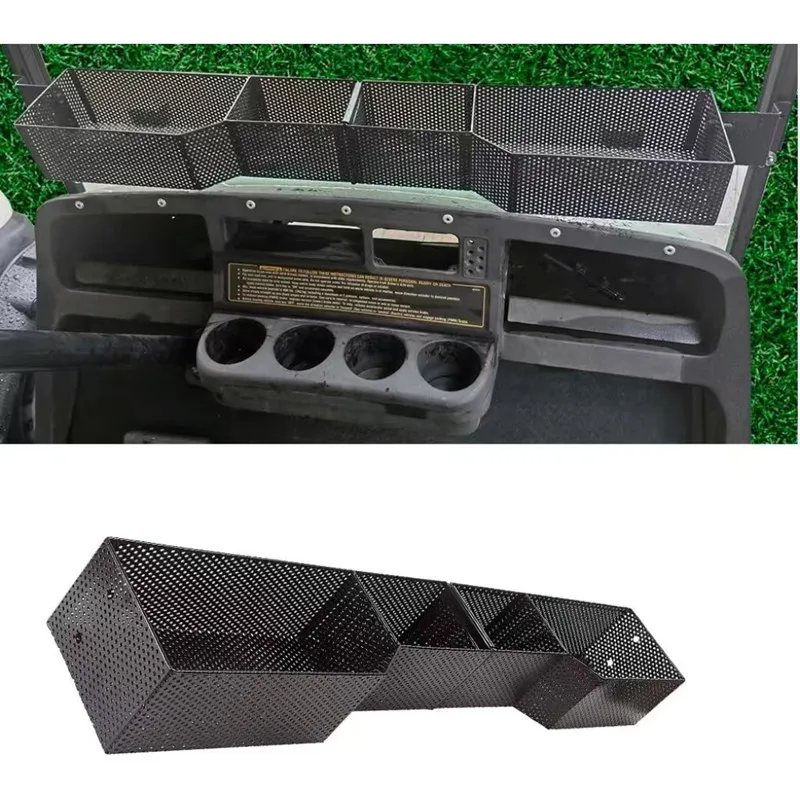 

Golf Cart Front Instrument Panel Storage Basket and Shelf, Suitable for Ezgo Txt and Rxv, Heavy-Duty Steel Golf Cart Basket