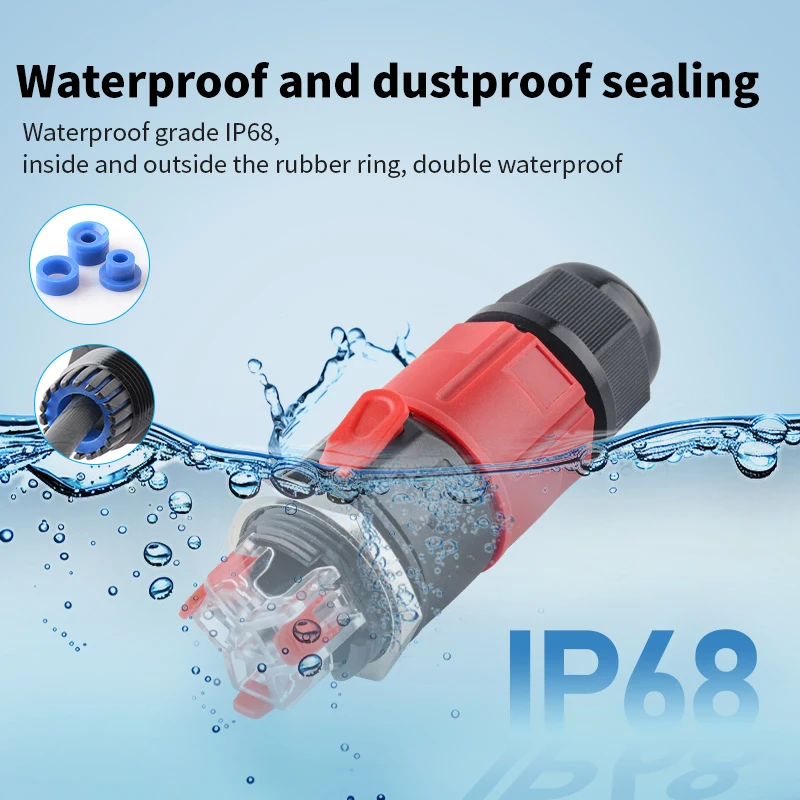 JINH IP68 1/5Pcs Pack Water-Tight Multi-Pin Plug, Outdoor Electrical Coupler for Landscape Lighting & Industrial Equipment