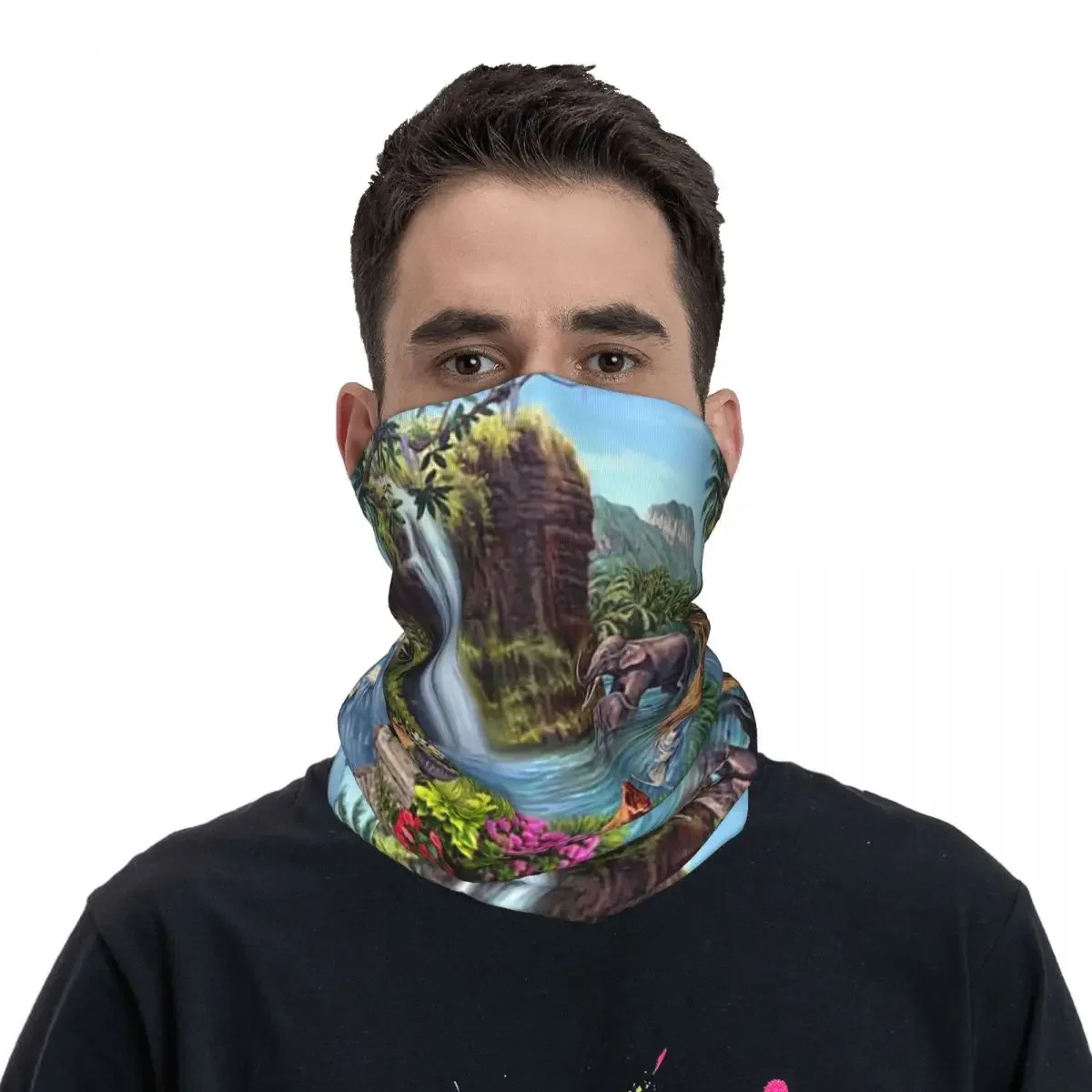 A Paradise Setting Bandana Neck Gaiter Printed Face Scarf Multifunction Headband Riding Unisex Adult Winter