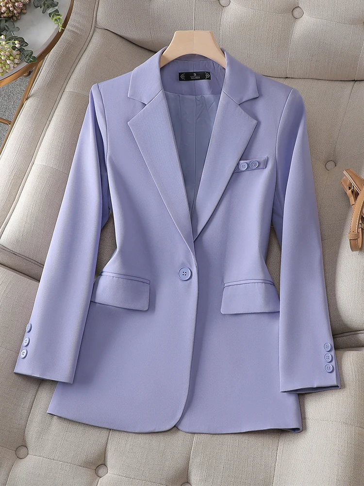 Elegant Purple Blazer for Women Autumn Winter New Office Ladies Long Sleeve Jackets Korean Fashion Casual Coats Blazer Women