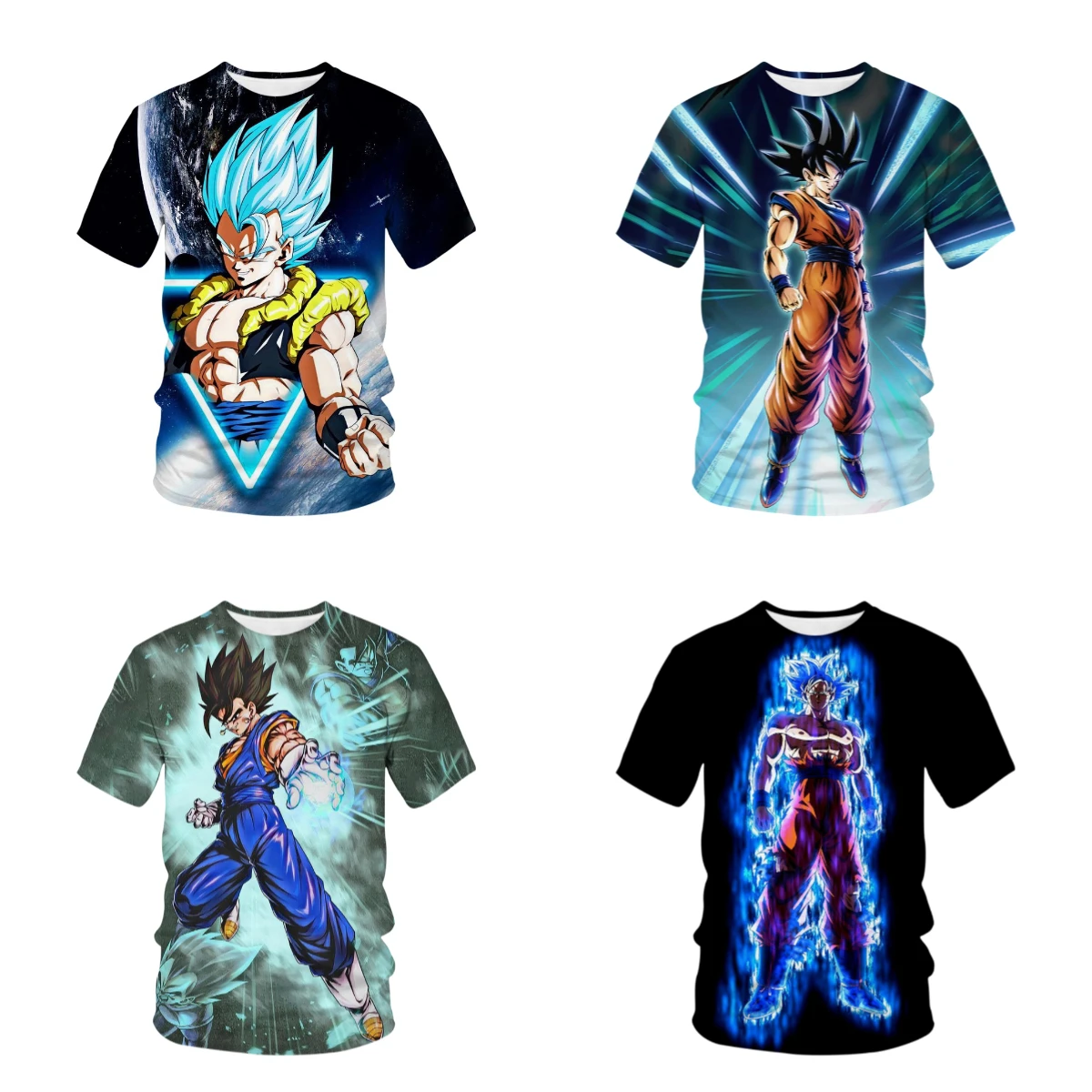

Лето 2025 г., хит продаж, новая футболка из серии аниме Dragon Ball, 3D модная повседневная уличная дышащая футболка с короткими рукавами и круглым вырезом
