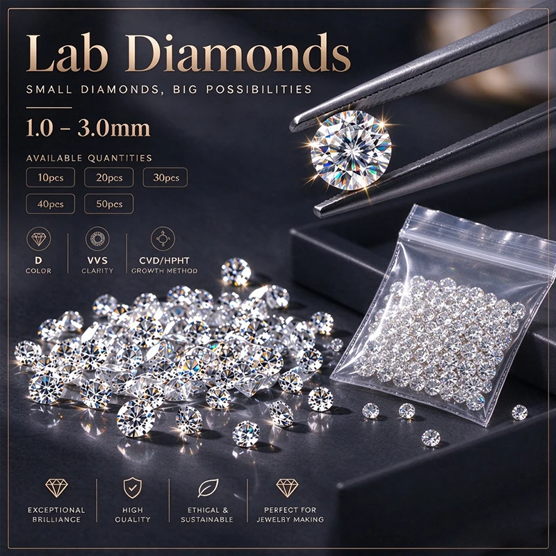1.0~3.0mm D VVS Wholesale Lab Grown Diamonds Super White Stone Excellent Cut Factory Price No IGI Certificate For Jewllery