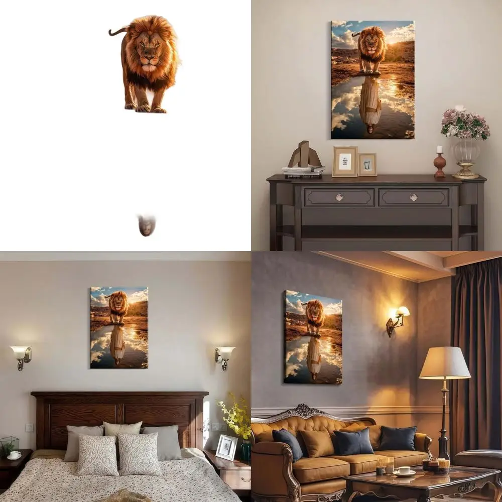

Lion and Jesus Canvas Art - Christian Reflection Wall Decor for Home, Church, 24x36