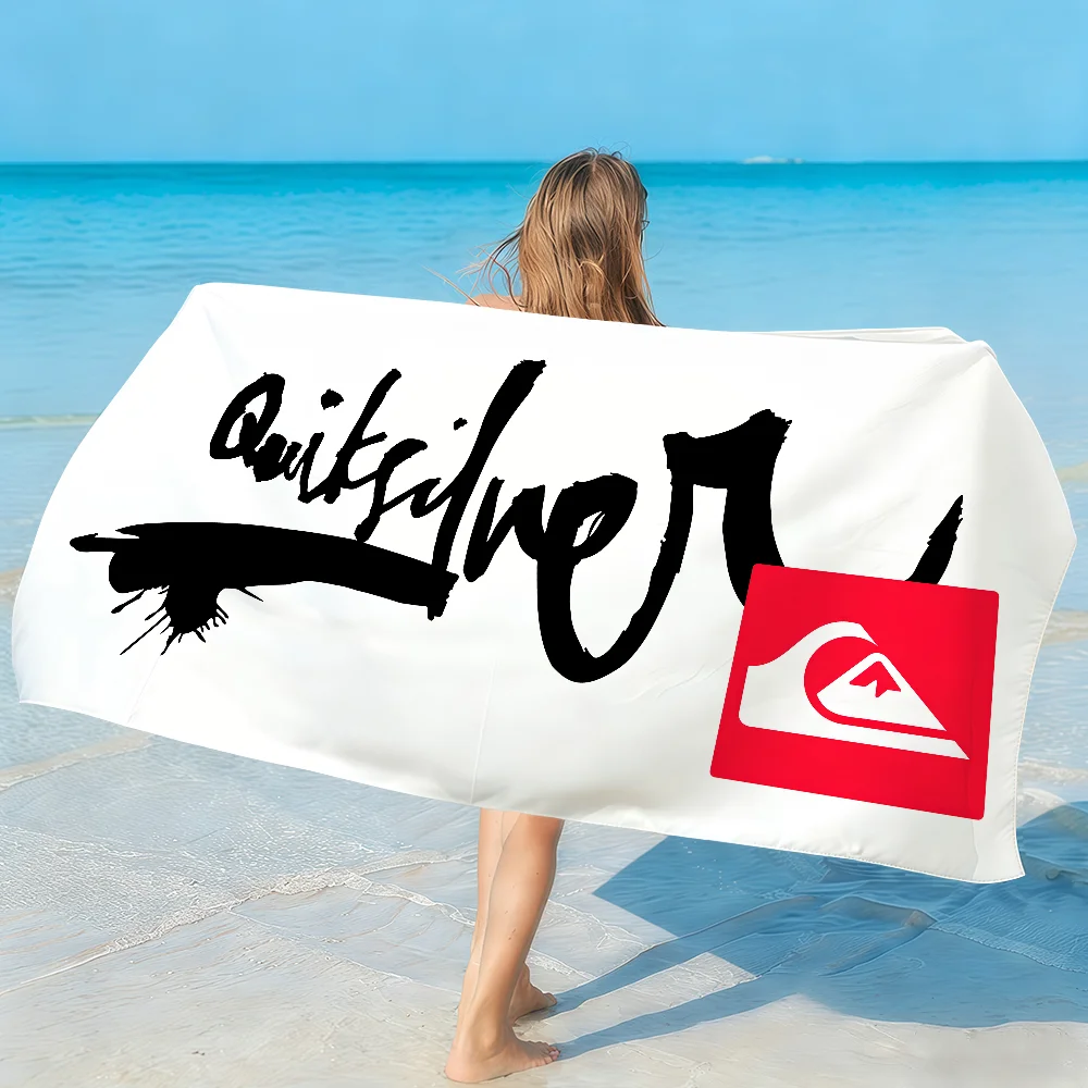Toalla de Playa Absorbente de Secado Rápido con Logotipo de la Marca de Moda Q-Quiksilver-S para Deportes, Fitness, Natación y Actividades al Aire Libre