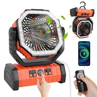 Camping Portable Desk Fan with LED Light Rechargeable Quiet Camping Fan 20000mAh Battery Hanging Hook for Trip Home Bedroom