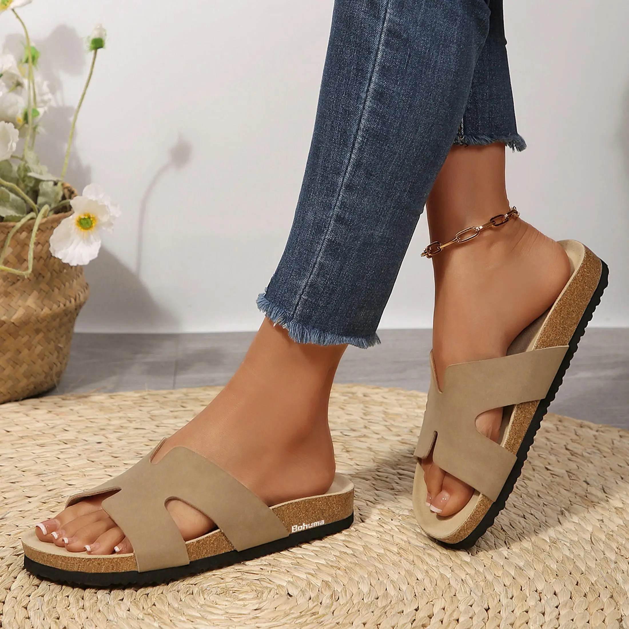 Women's Cork Footbed Slides Co - Insole Memory Foam review and price