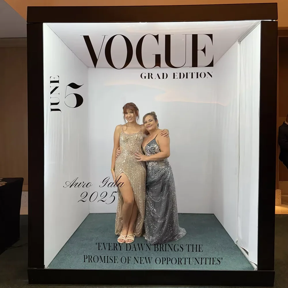 Por Black Magazine Photo Booth Box With 2 Doors Holds 1-7 People For Event Photography Easy Install Vogue Photo Booth Box