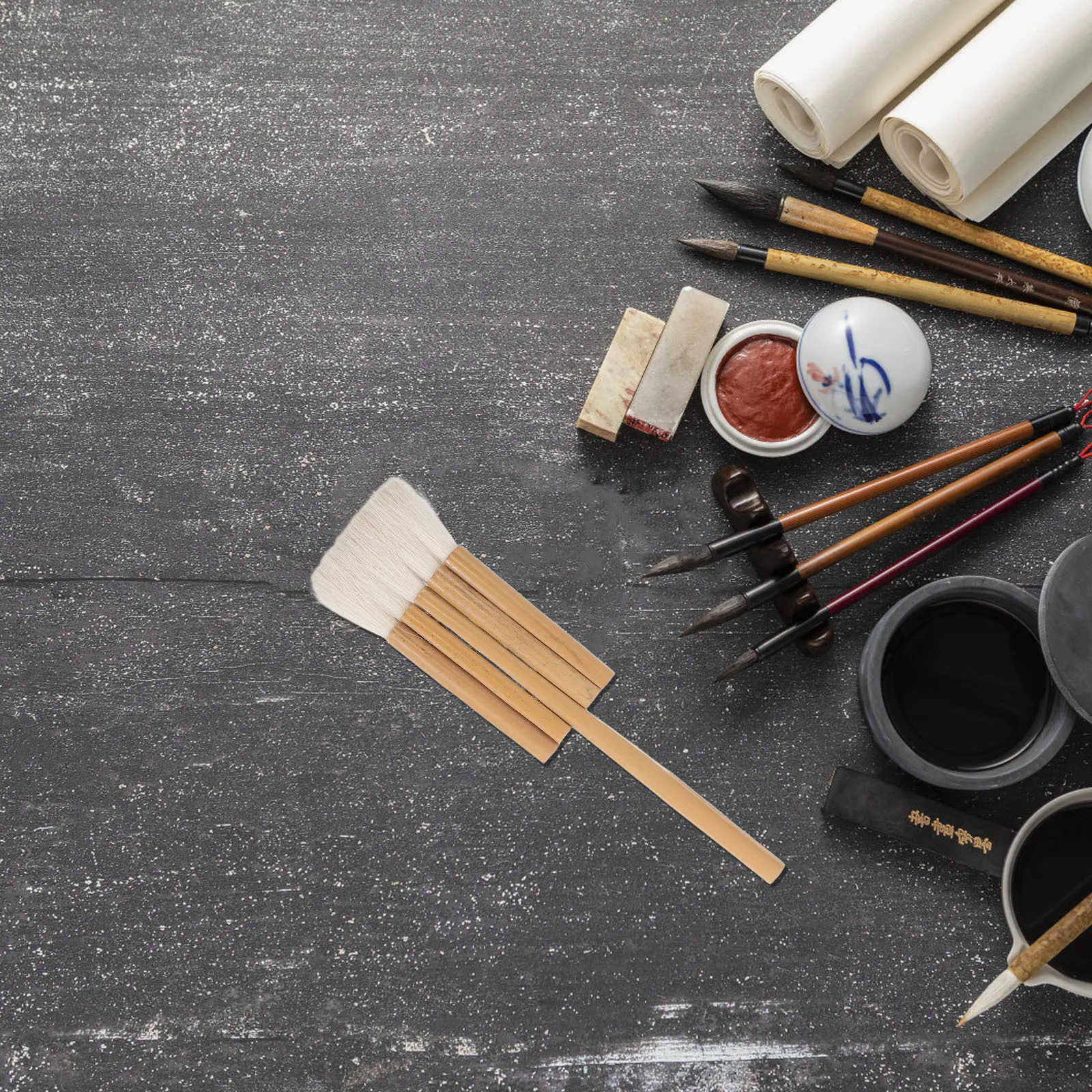 

Handcrafted Chinese Calligraphy Brush Multi-Function Soft Wool Bristle Wood Handle Painting Tool for Watercolor Oil Art