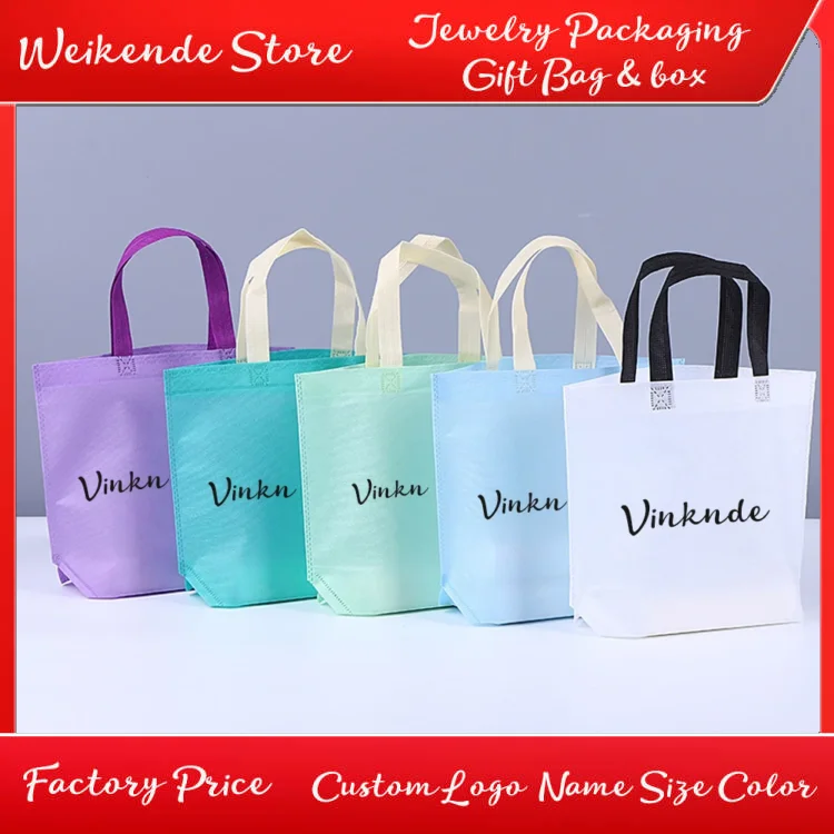 

Custom Logo 100Pack Non-Woven Gift Bags Reusable Tote Treat Bags Bulk Party Favor Gift Bags with Handles for Wedding Birthday
