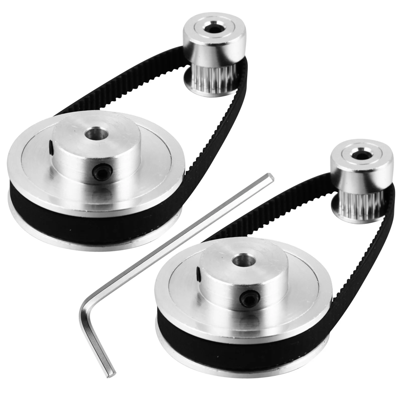 

2GT 5mm 60+20 Teeth Synchronous Wheel Set 200mm Timing Belt Screws Key for 3D Printer Stepper Motor Pulley Rubber
