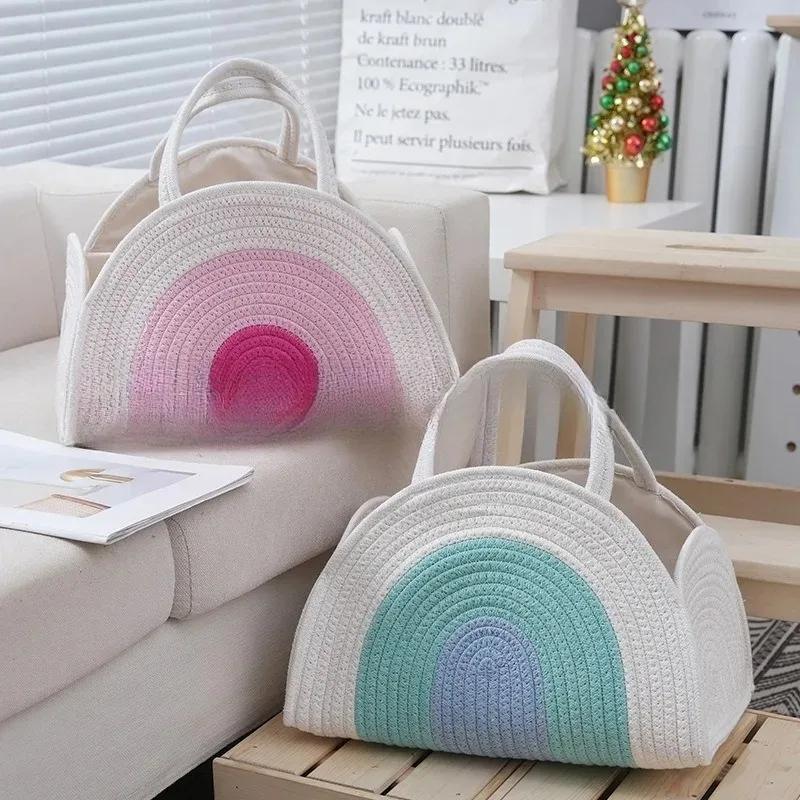 

Корзина для подгузников, переносной органайзер из хлопкового каната с разделителями, сумка-тоут для мамы для детских принадлежностей и хранения в детской комнате