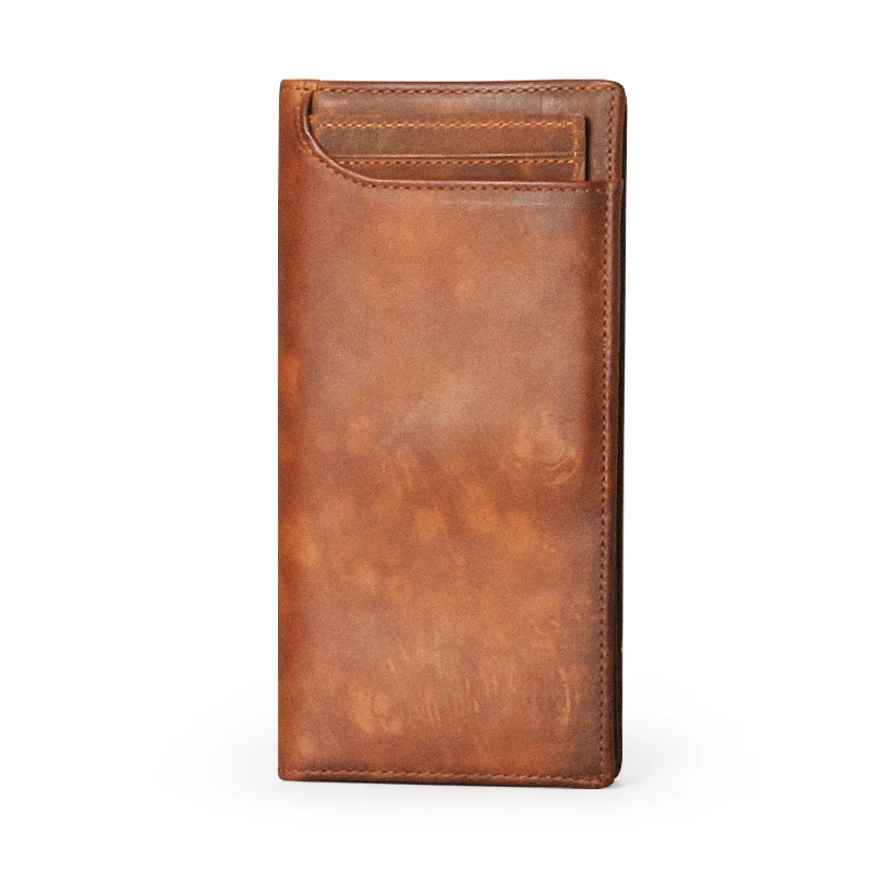 New Crazy Horse Hide Men's Wallet Long Multi-function Fashion Casual Draw Card Wallet Card Holders for Men Cardholder Bags