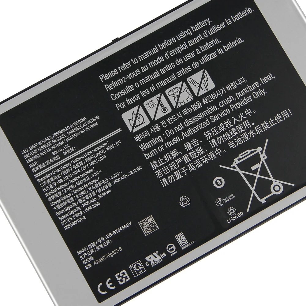 Imagem -04 - Bateria de Substituição para Samsung Tab Pro Active Pro T545 Sm-t545 Eb-bt545aby Bateria Recarregável 7600mah