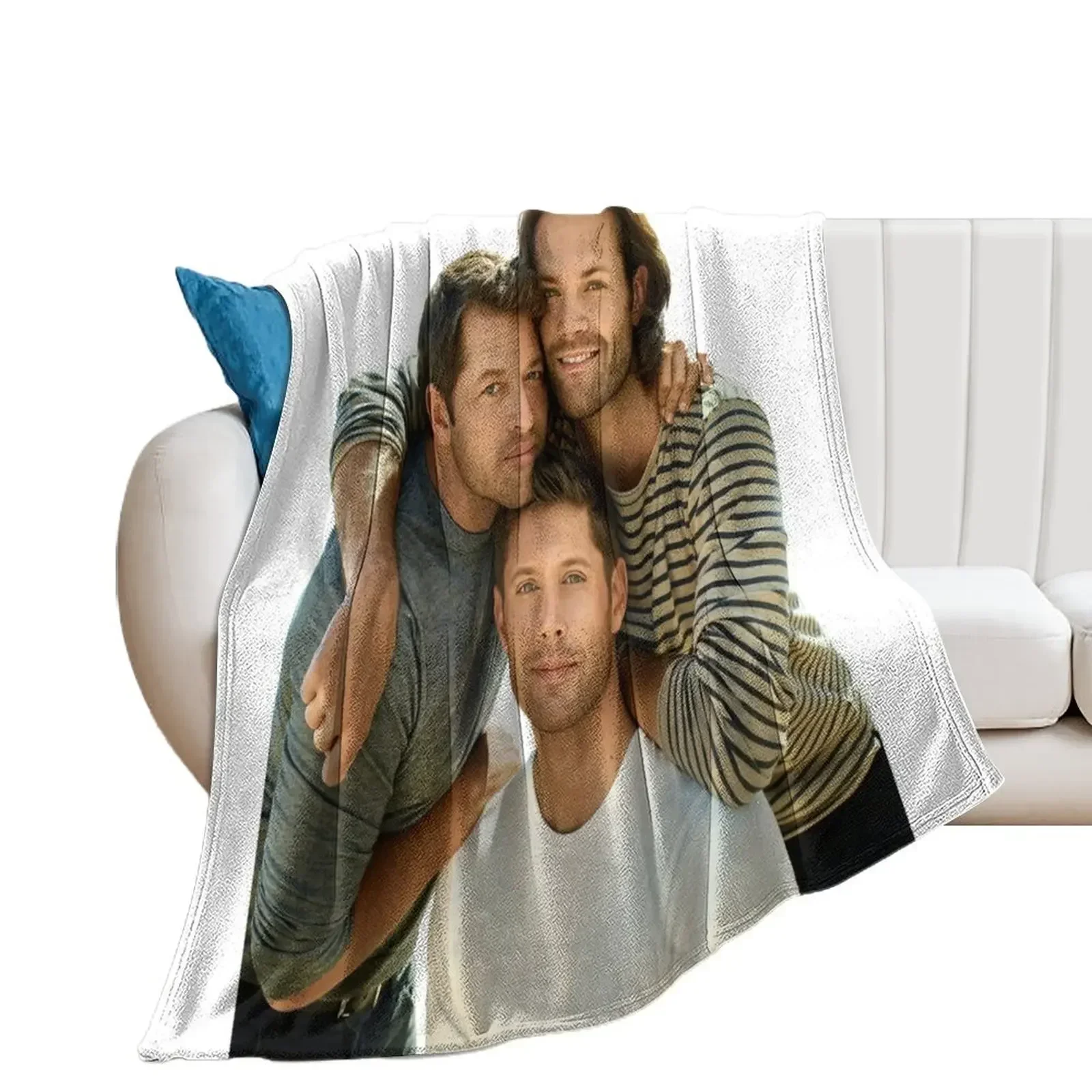 Jared, Jensen & Misha Throw Blanket Heavy Polar Plaid on the sofa Decorative Throw Blankets