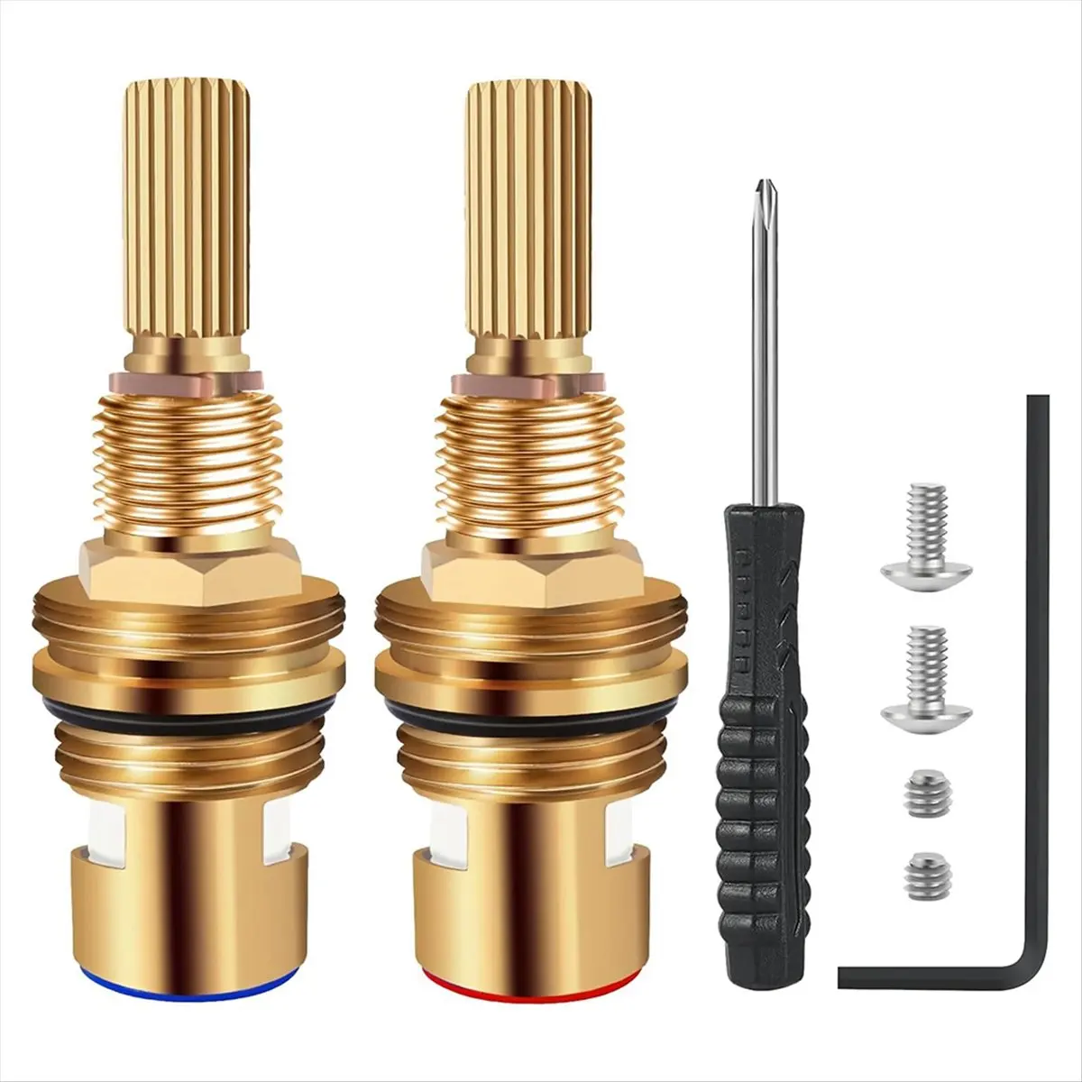 A74U Brass 1-001 & 1-002 Ceramic Valve-Cartridge Replacement Set, Hot/Cold Widespread Faucet-Cartridges
