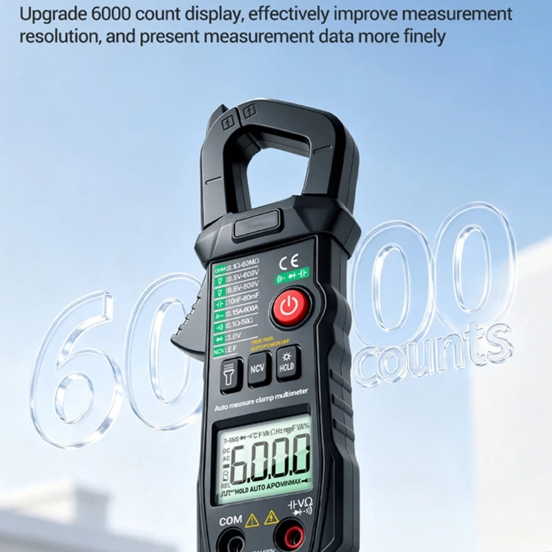 Clamp Meter, Auto Ranging Electrical Tester with NCV for Routine Circuit Review C7AC